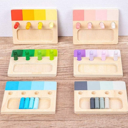 Montessori wooden color matching peg boards