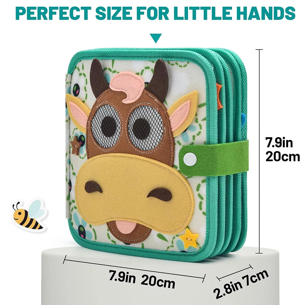 Children's wallet with horse design and size measurement on a white background