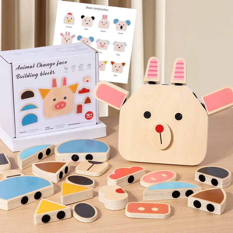 Character Change Face Building Blocks | Oliver Montessori Toys