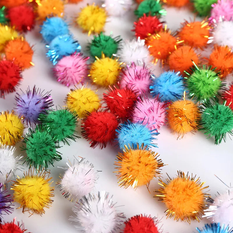 Mixed Color Glitter Pompom Balls