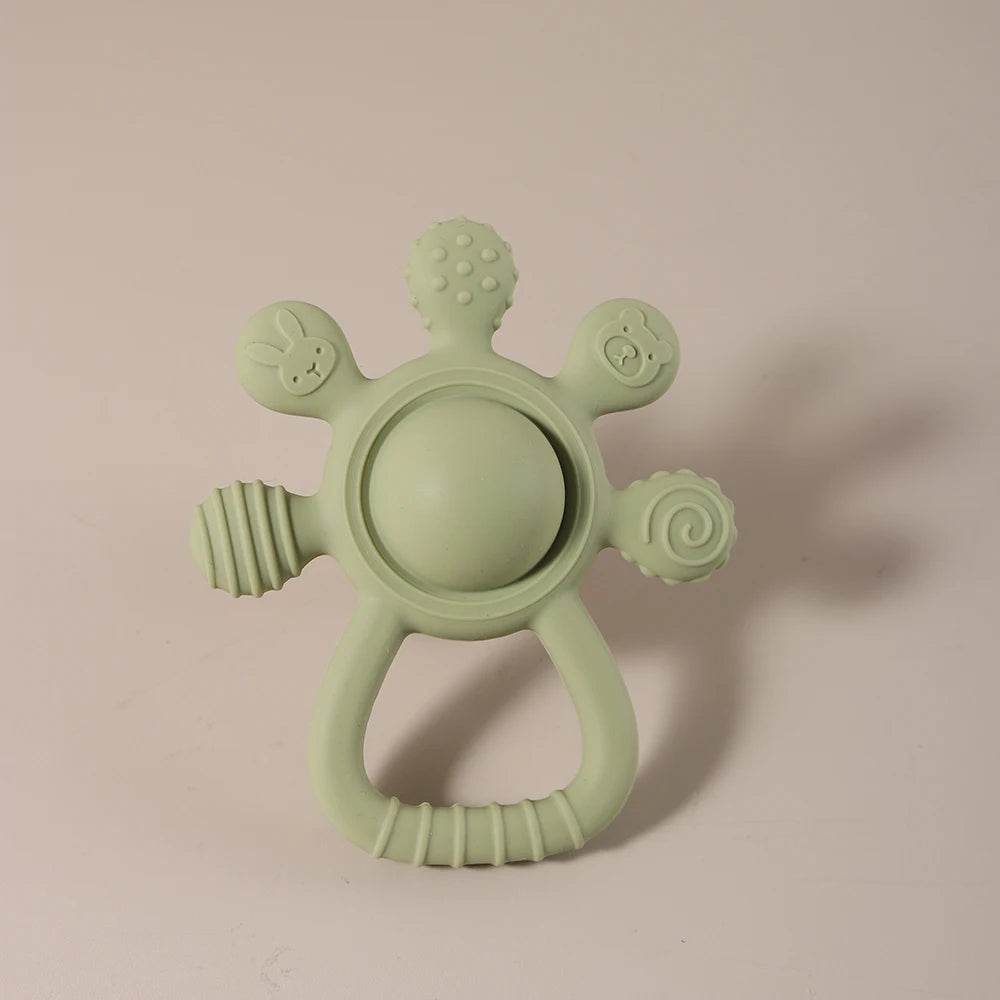 Crab Silicone Rattle Teether - Baby Hand Bell Teething Toy
