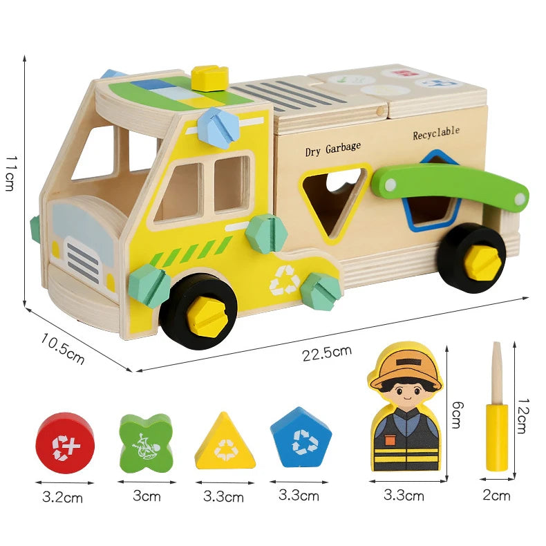 Wooden Tool Bench Vehicle Set Assembly Toy