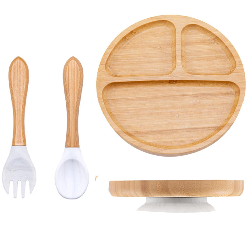 3pc Bamboo Baby Plate Set with Spoon & Fork