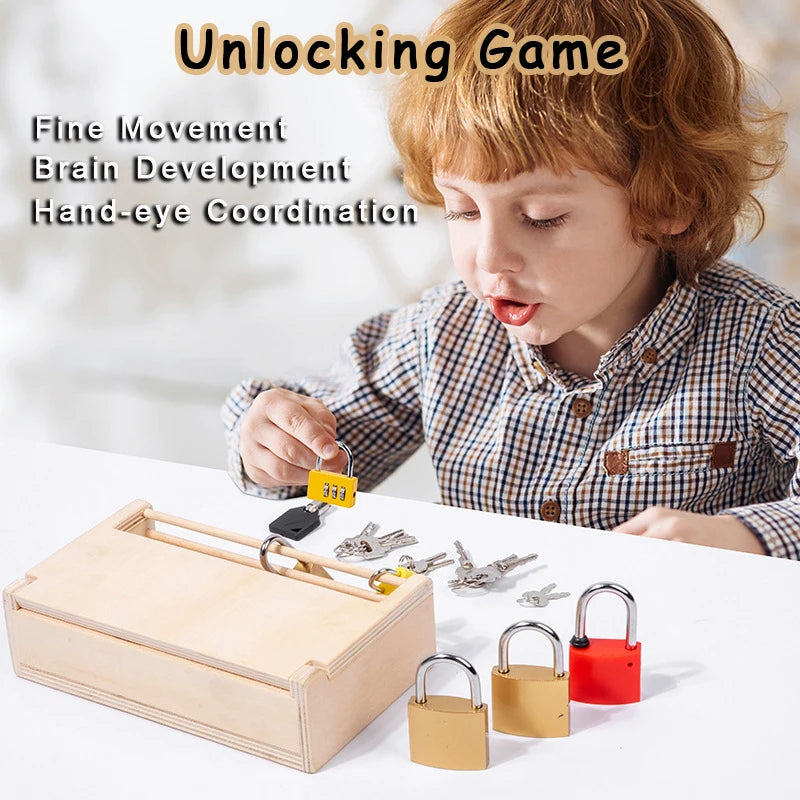 Wooden Lock & Key Toy – Montessori Fine Motor Skills