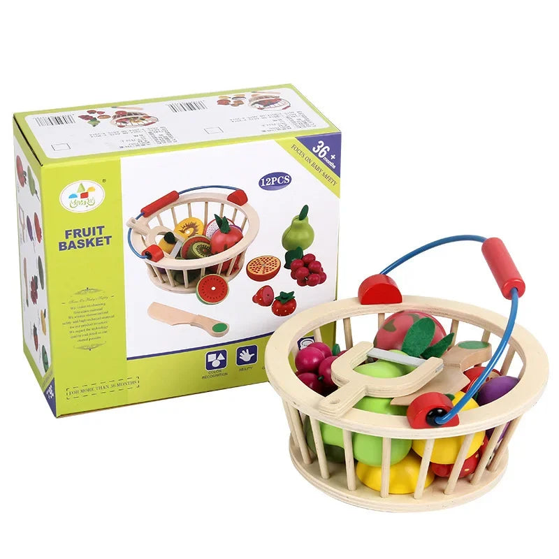 Kids Wooden Magnetic Cutting Fruit & Vegetable Playset by Oliver & Company