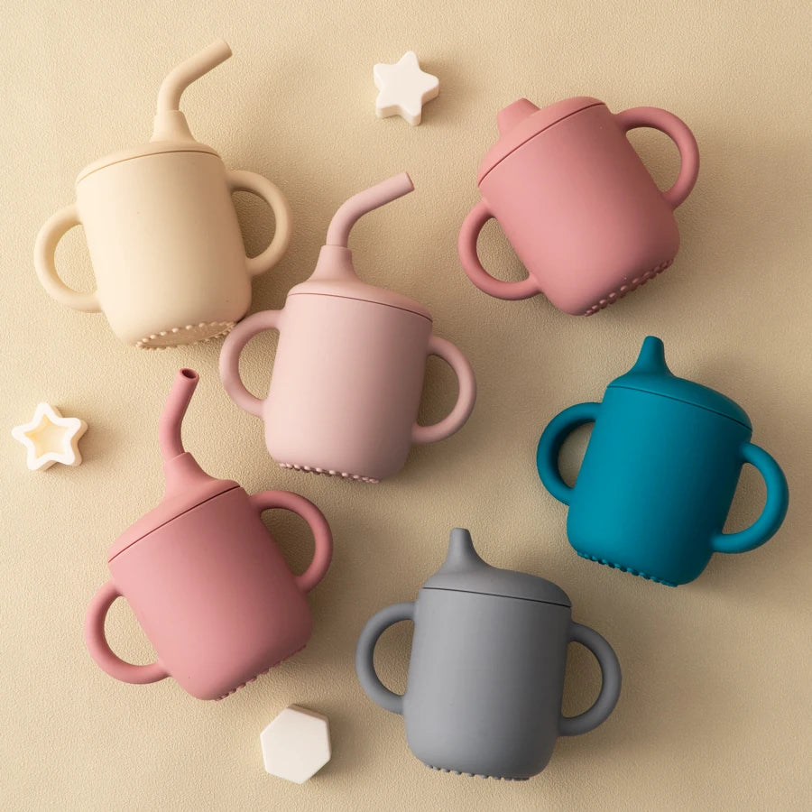 2-in-1 Baby Silicone Cup with Straw & Sippy Lid – BPA-Free