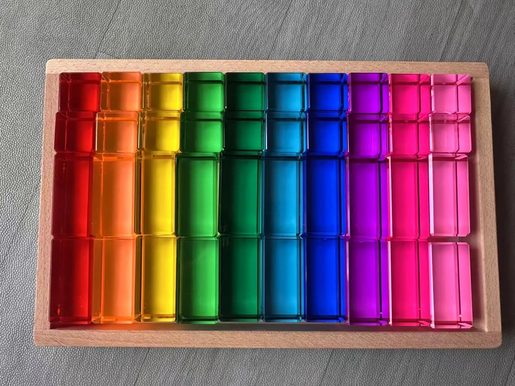 Rainbow Transparent Acrylic Stacking Blocks for Kids
