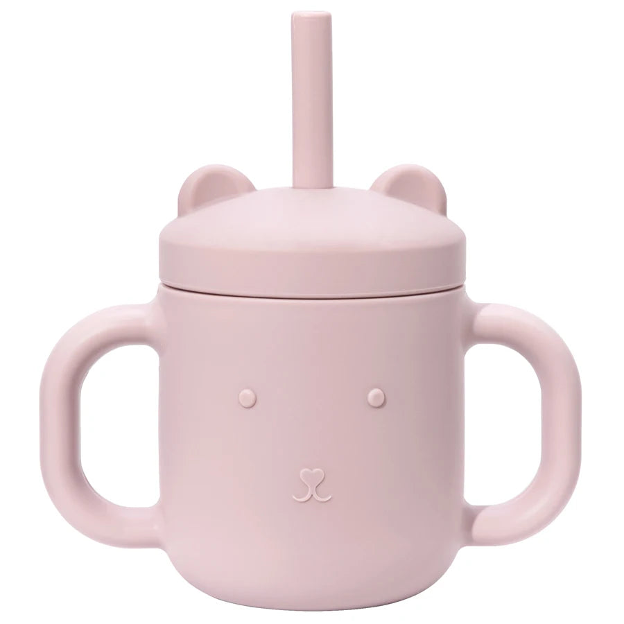 Silicone bear straw cup in Dusty Lilac
