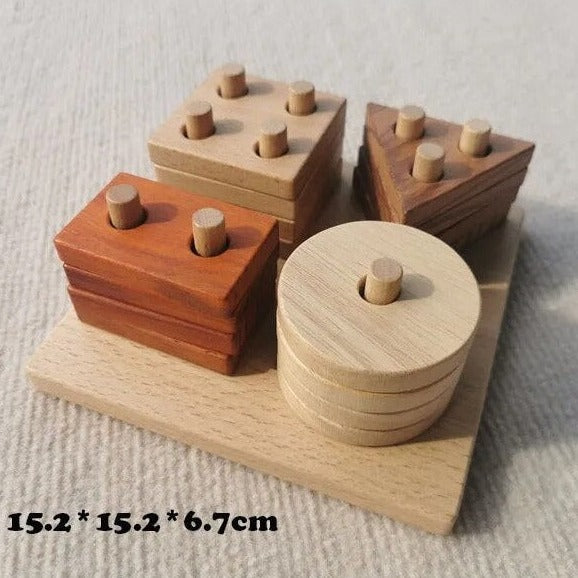 Montessori Wooden Geometric Stacking Puzzles