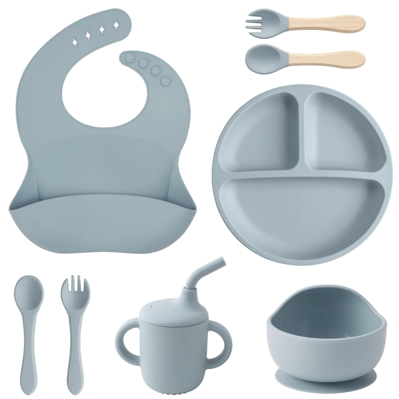 Ether 8-piece silicone feeding set