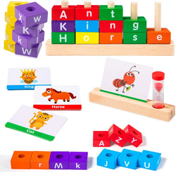 Wooden Number & Letter Matching Puzzle: Educational stacking toy for kids 3-8. Build skills in spelling, math, and logic while promoting creativity.