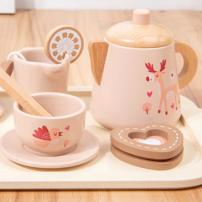 Wooden Afternoon Tea Play Set – Pretend Play Tea Party Toy for Kids