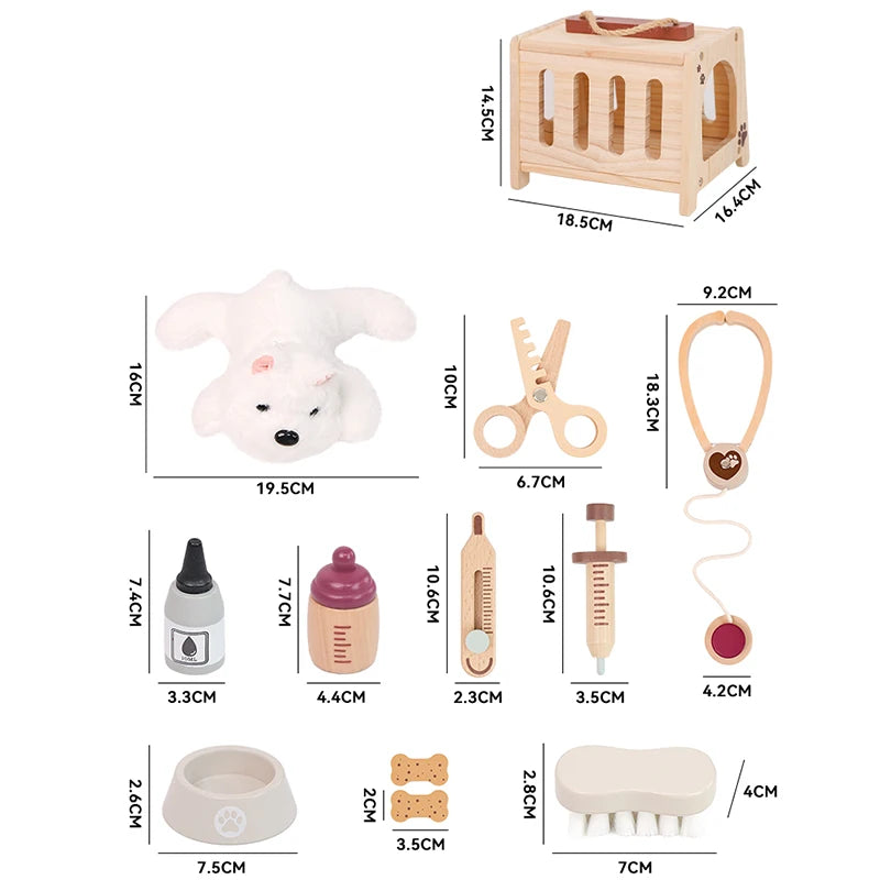 Wooden Pet Vet Play Kit – Montessori Role Play Toy for Kids Ages 3+