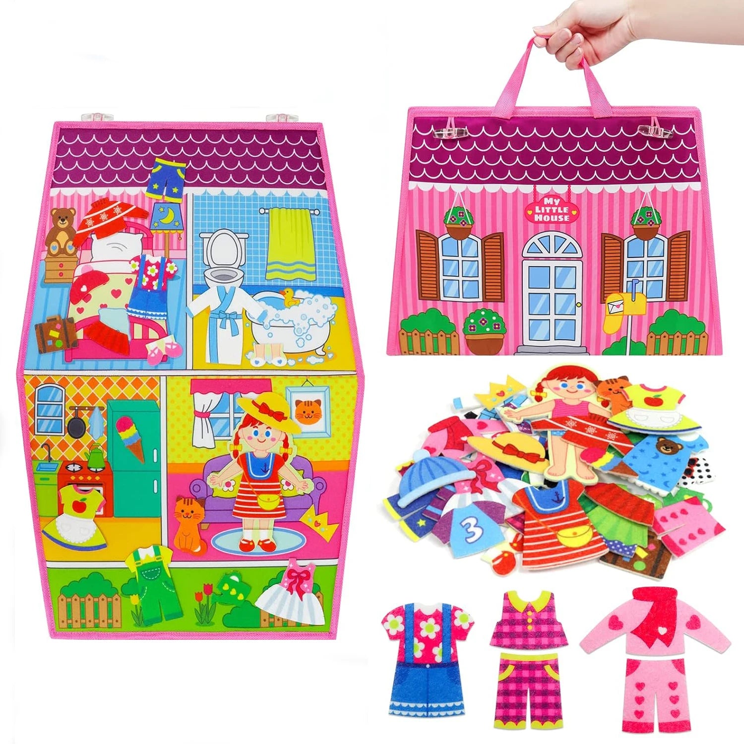 Felt Dress-Up Dollhouse with Outfits - Oliver & Company