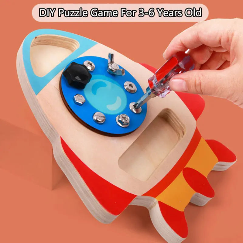 Wooden Screw Activity Board Fine Motor Toy for Ages 4 and Up