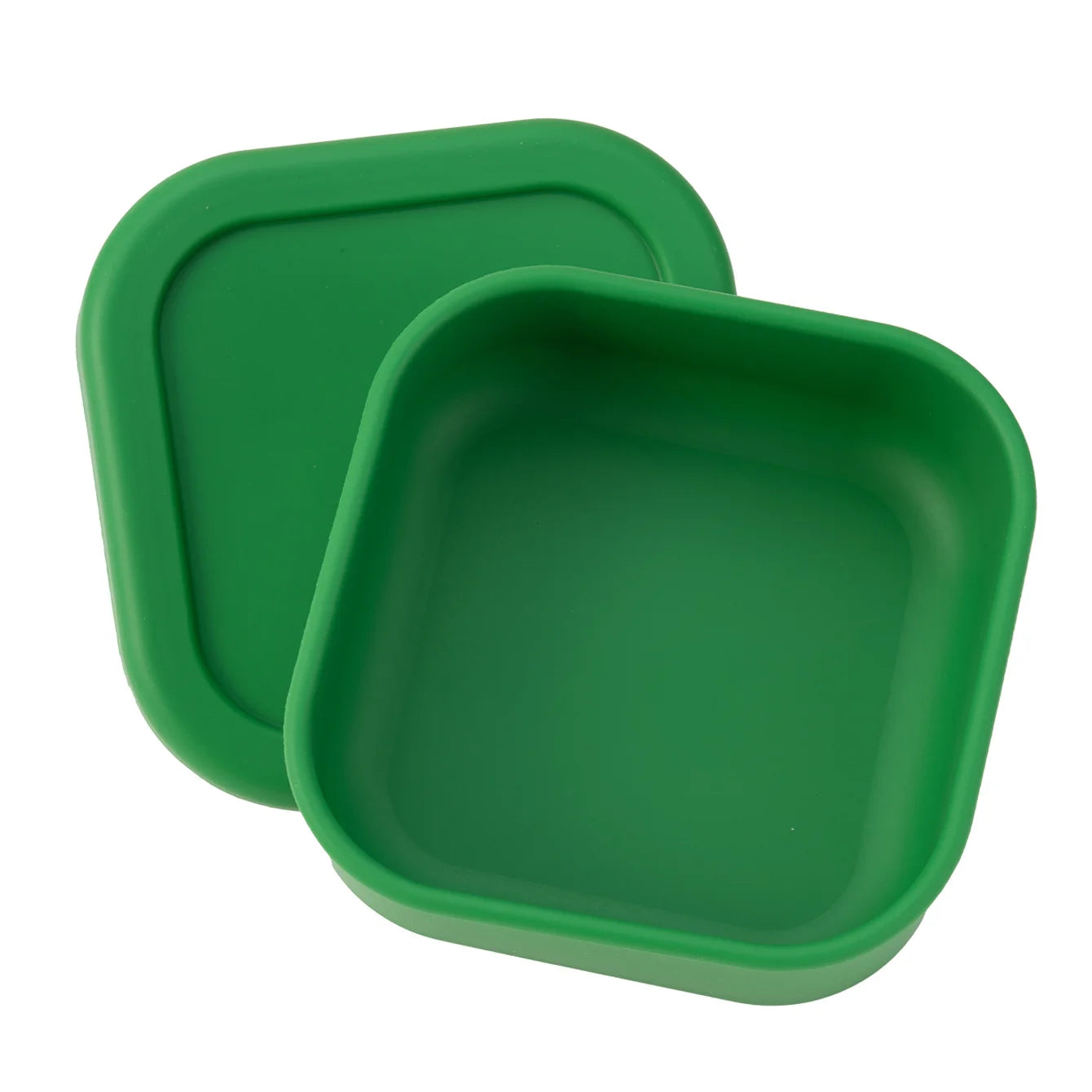 Square silicone snack container with lid in Green