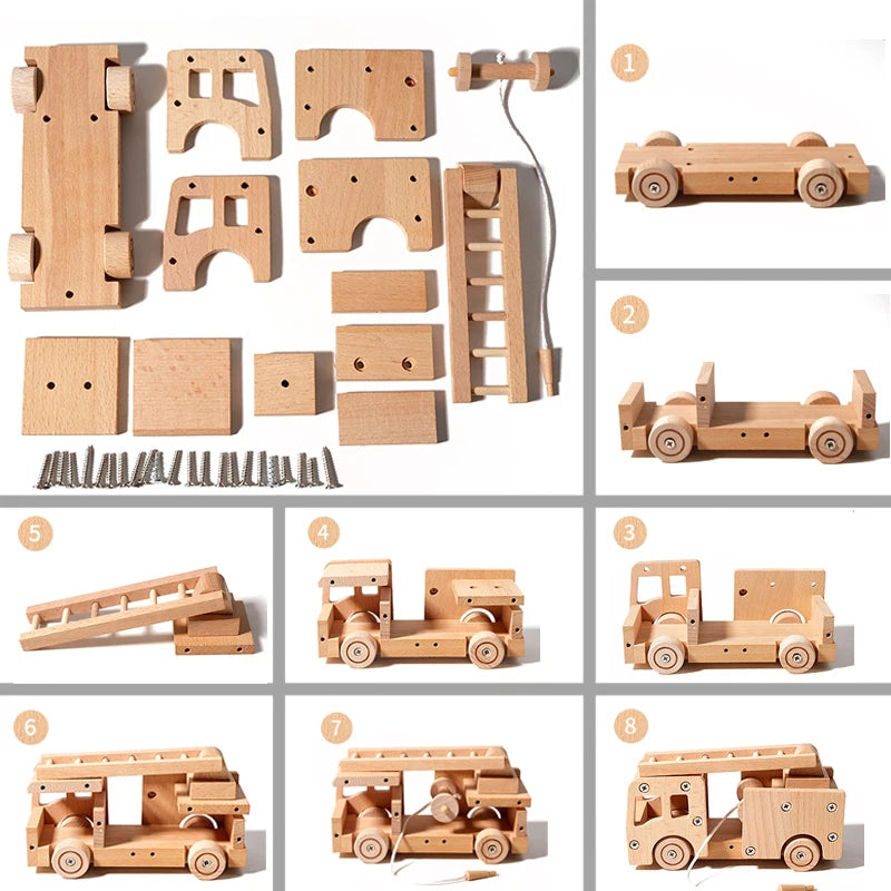 Wooden DIY Assembly Vehicle Kids Build Your Own Toy Car Truck