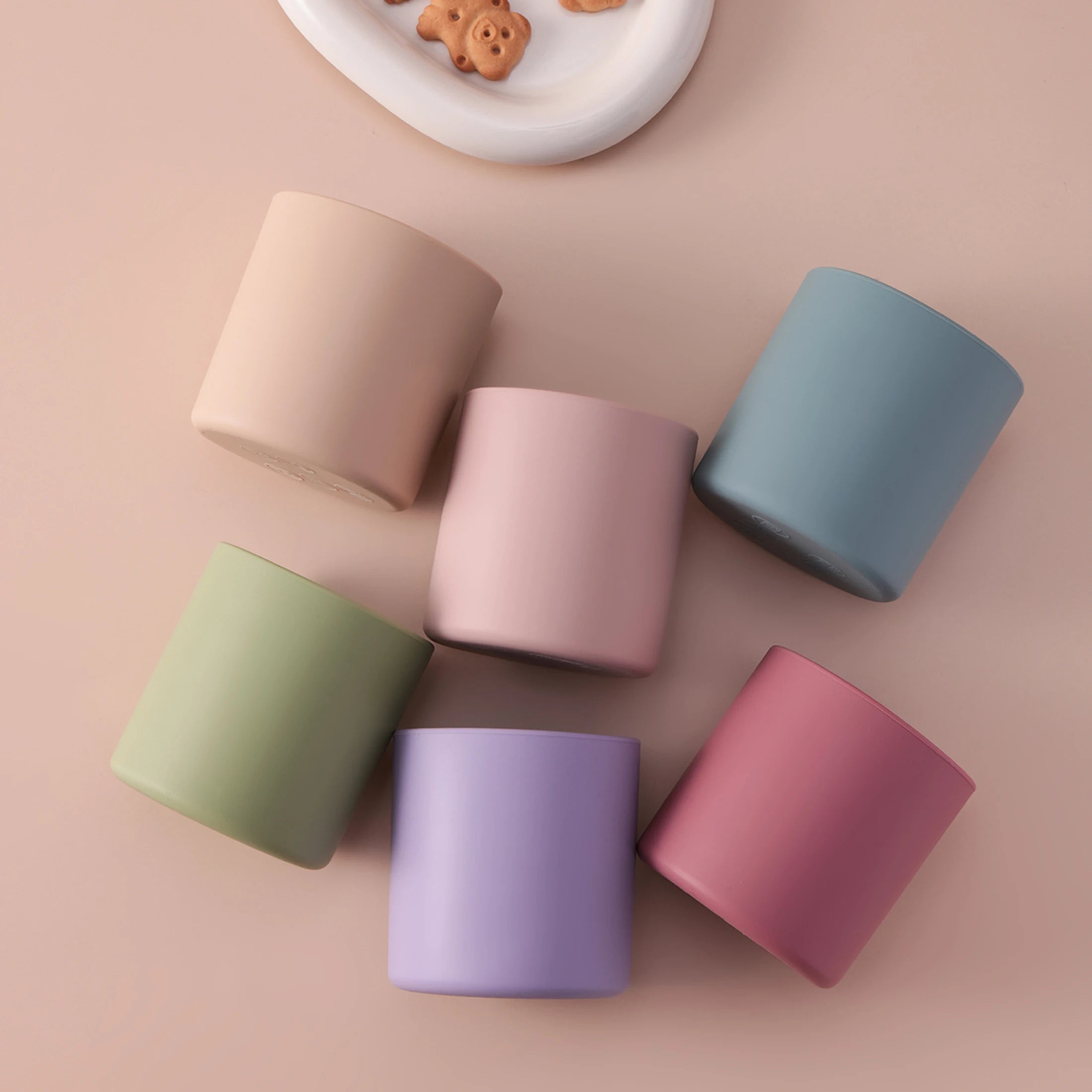 Silicone open cups lying on their sides