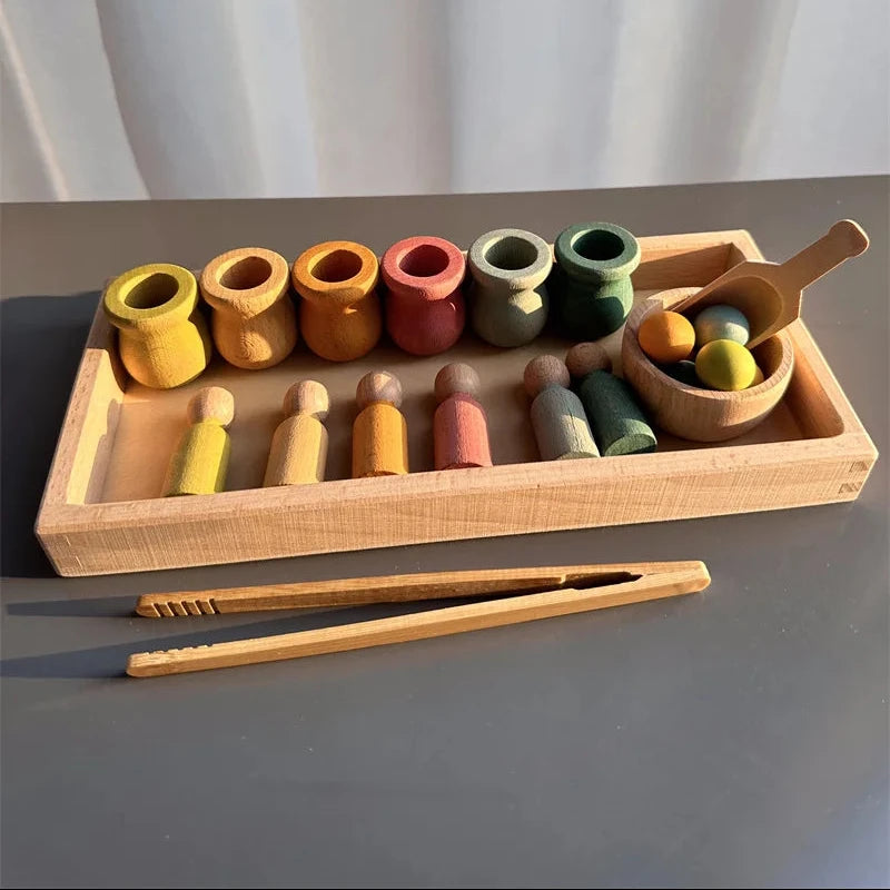 Rainbow Peg Doll Sorting Set