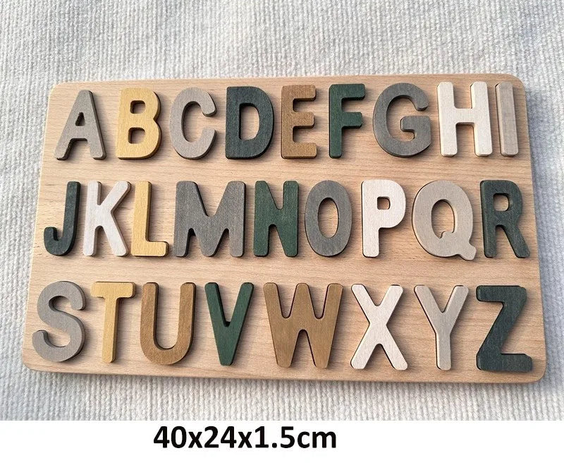 Montessori Wooden Alphabet & Number Puzzle Boards | Oliver & Company Montessori Toys