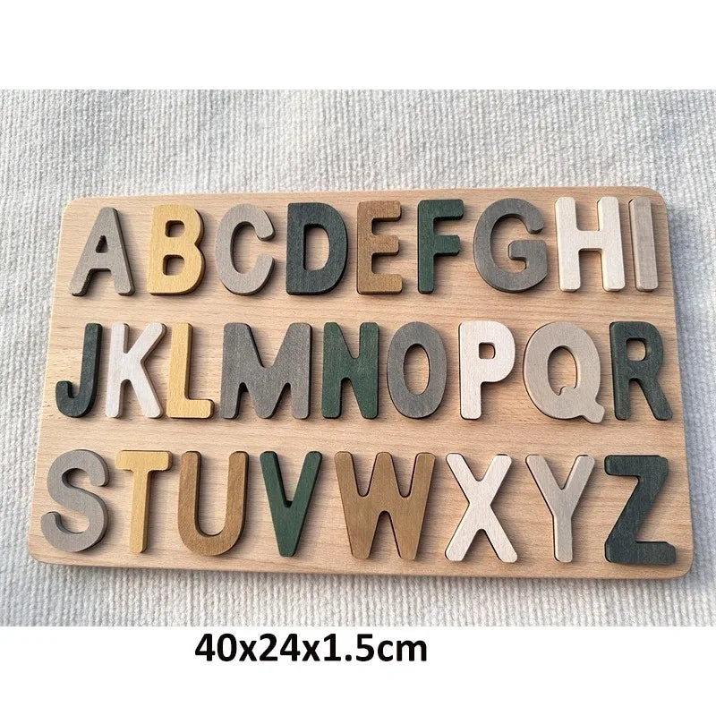 Wooden Rainbow Alphabet & Number Puzzles