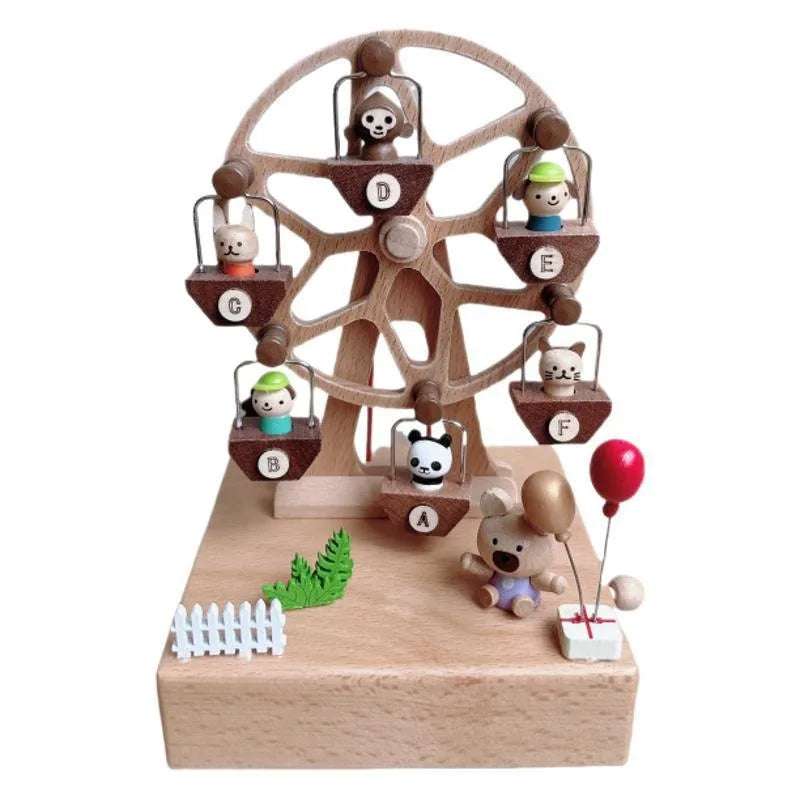 Wooden Bear Ferris Wheel Music Box – Wind-Up Clockwork | Oliver & Company Montessori Toys