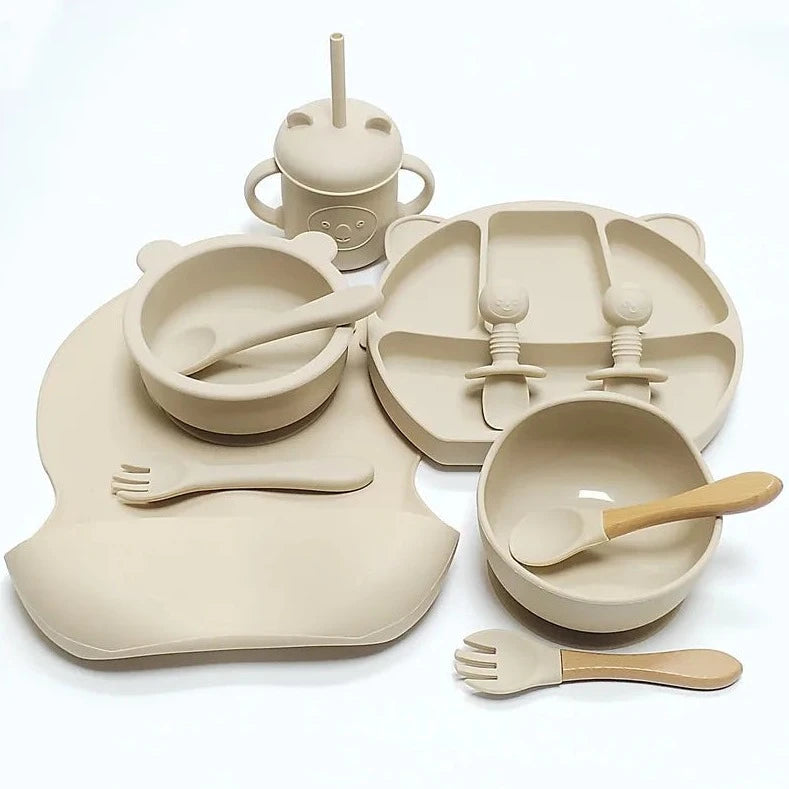 11pcs Cat Ears Baby Silicone Tableware Set | Oliver Montessori