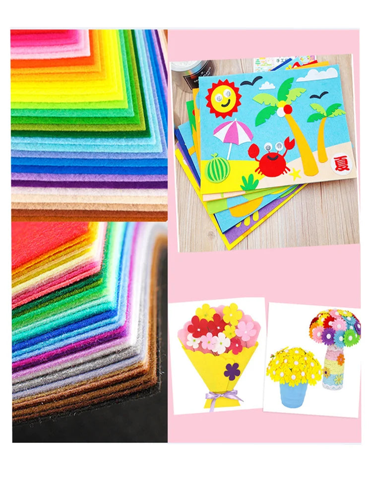 40 Pcs DIY Colorful Fabric Cloth Set collage, showcasing vibrant felt pieces ideal for creative crafts, aligning with Oliver & Company's educational and imaginative toy offerings.