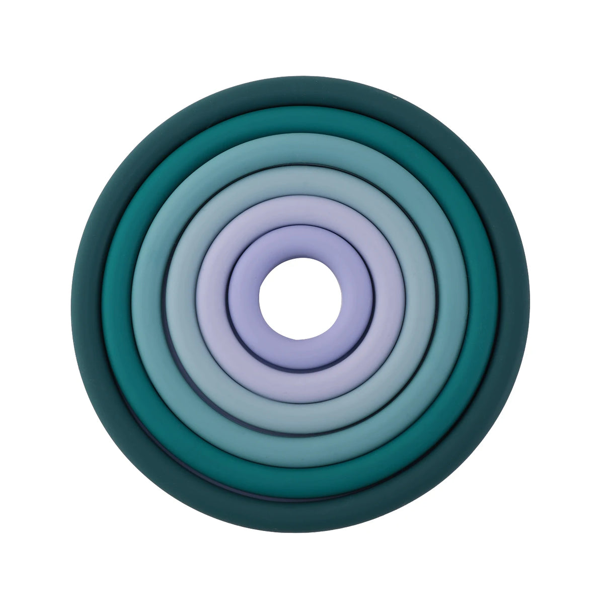Silicone stacking rings stacked on their base