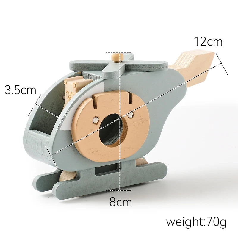 Hand-Pushed Wooden Helicopter Toy | Oliver Montessori