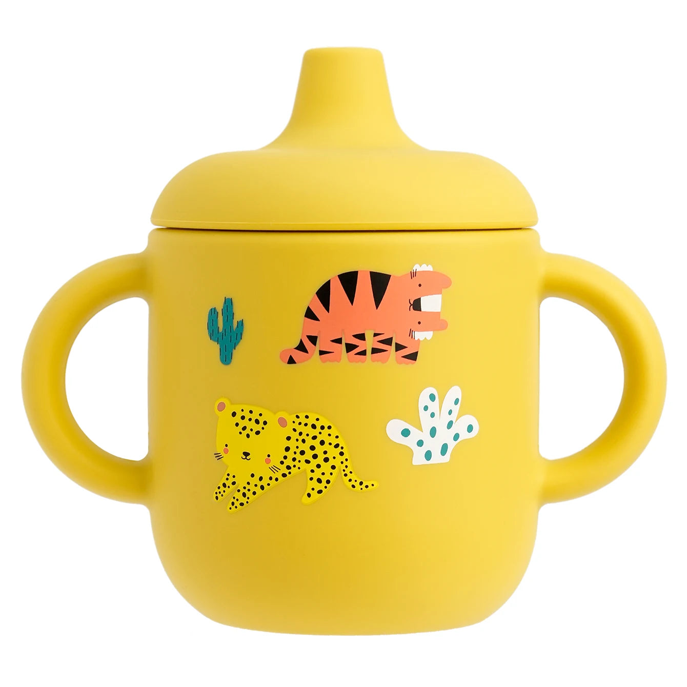Cartoon silicone sippy cup in Yellow Tiger