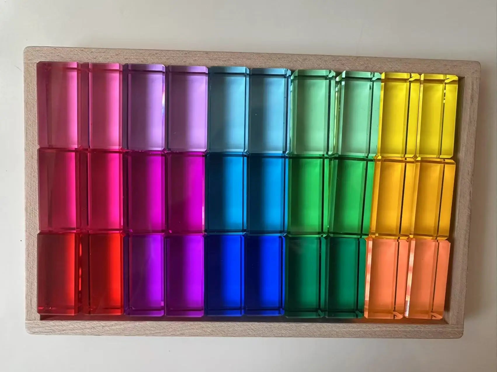 Rainbow Transparent Acrylic Stacking Blocks for Kids