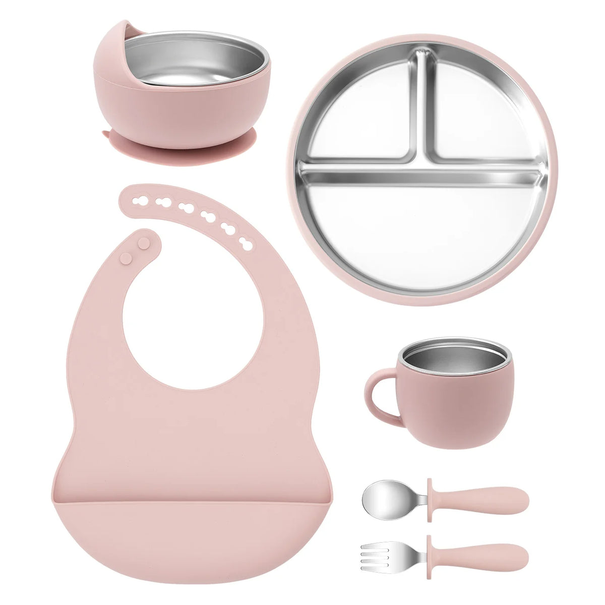 Silicone and Stainless Steel Tableware Set