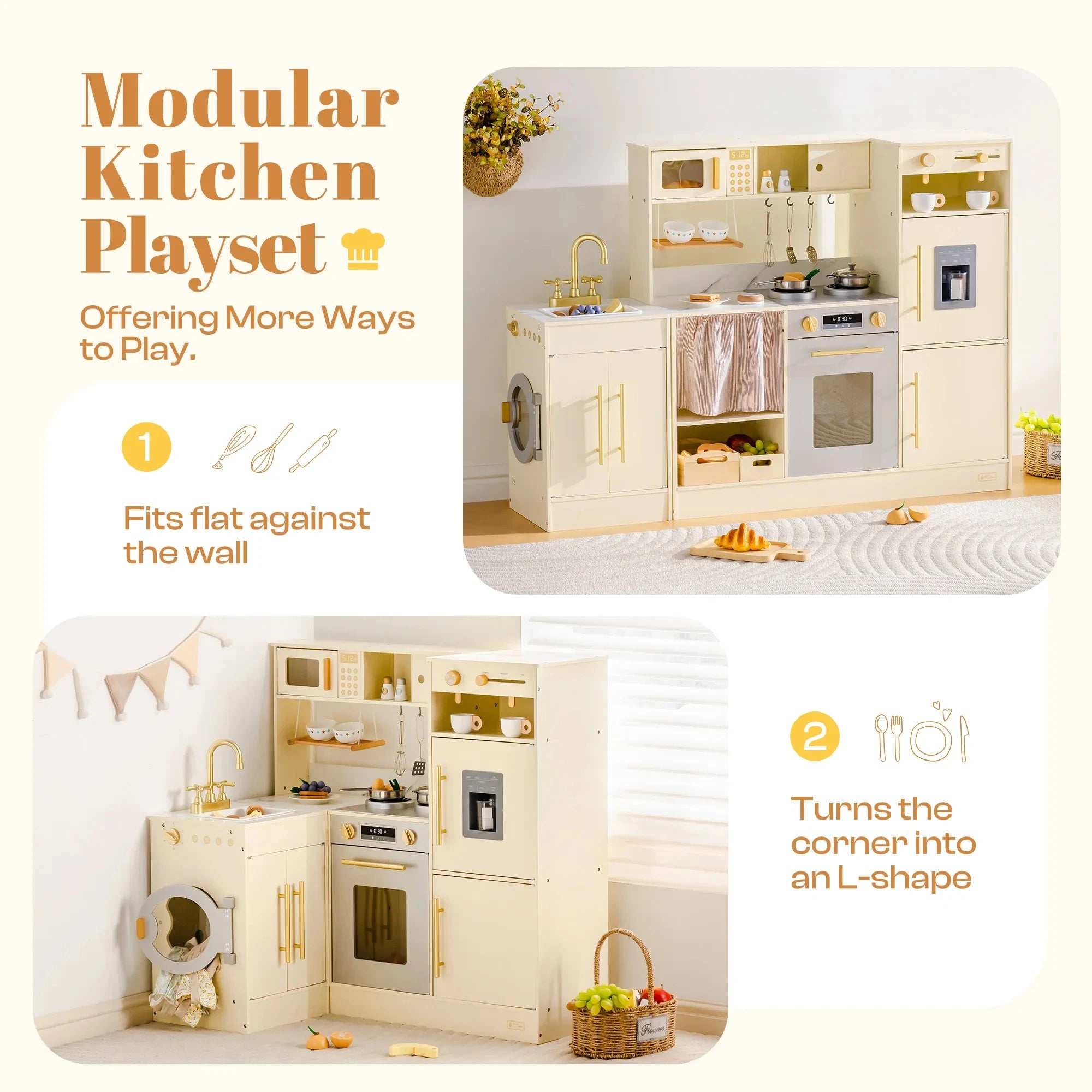 Corner Play Kitchen with Washing Machine