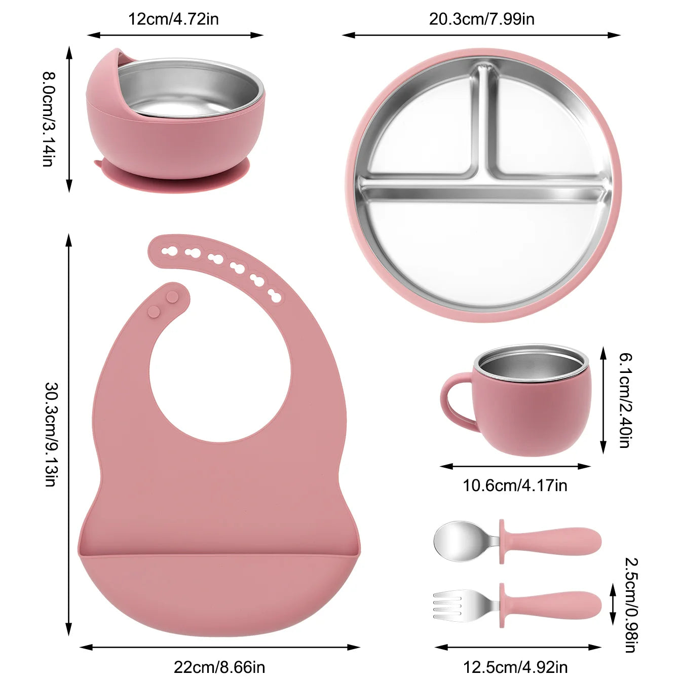 Silicone and Stainless Steel Tableware Set