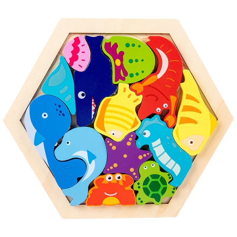 Cartoon Wooden Puzzle Block Toy | Oliver Montessori Toys