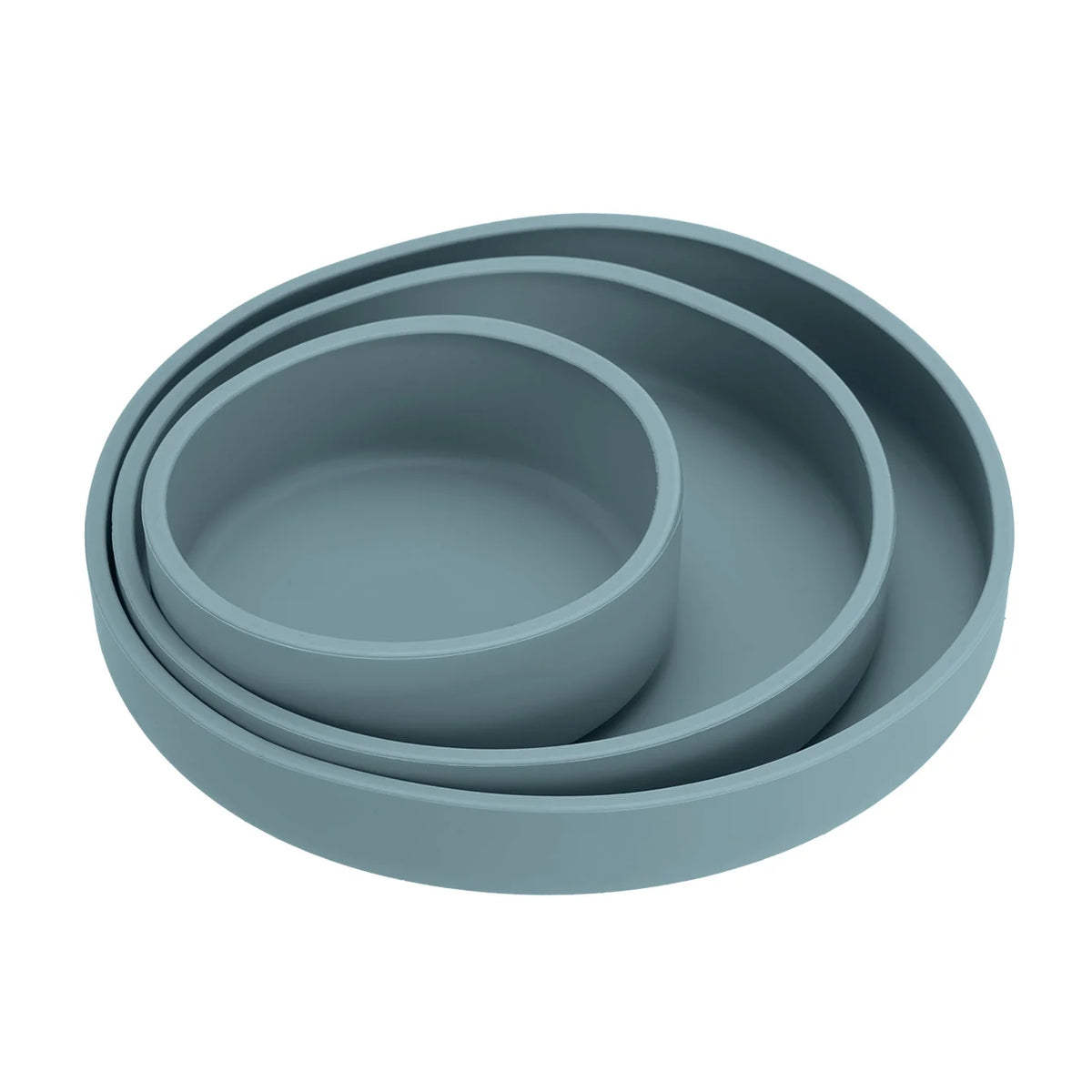 Slate blue set of three nesting silicone plates