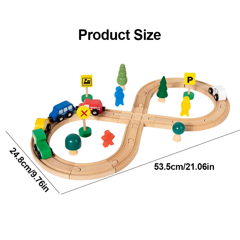 Wooden Figure-8 Train Track Set | Oliver Montessori Toys