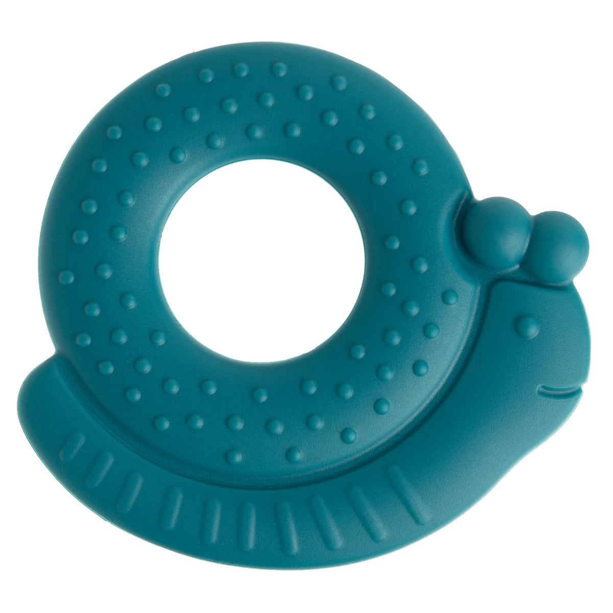 Teal snail silicone teether