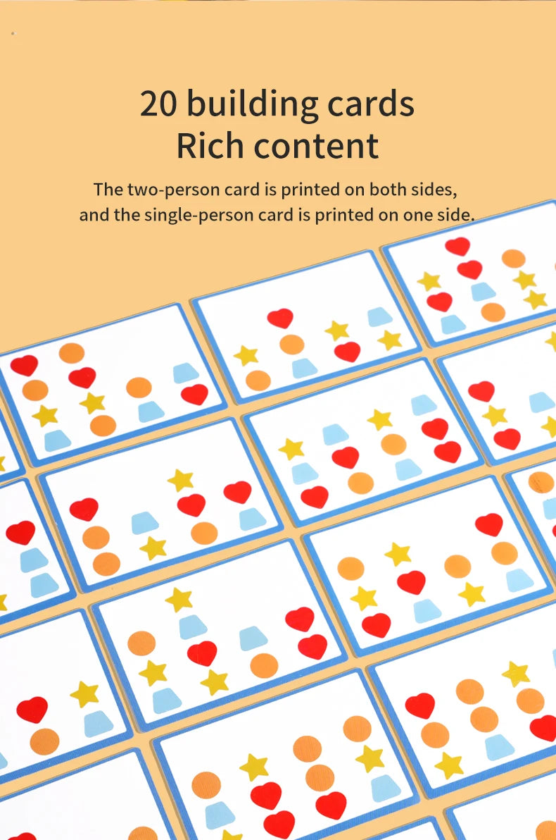 Set of building cards with colorful shapes on a beige background Shape Maze – Magnetic Sorting Board | Oliver Montessori Toys