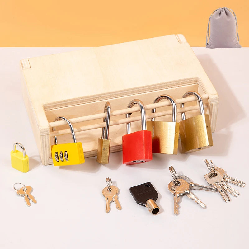 Wooden Lock & Key Toy – Montessori Fine Motor Skills