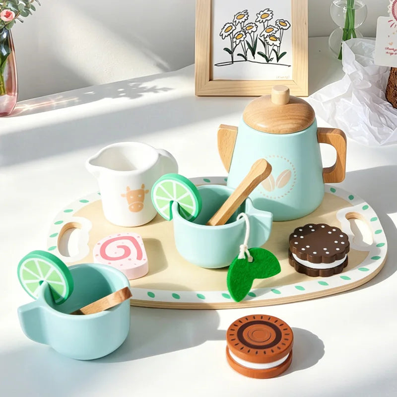 Wooden Tea Time Dessert Set | Oliver Montessori Toys