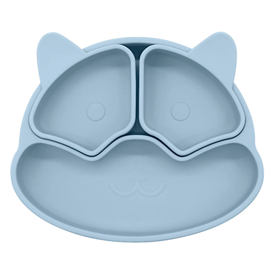 Dusty blue fox silicone divided suction plate