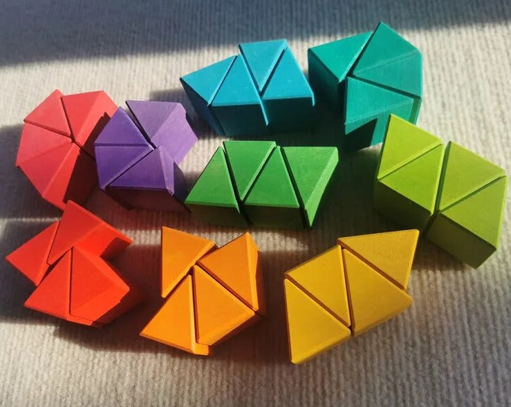 Montessori Wooden Triangle Building Blocks