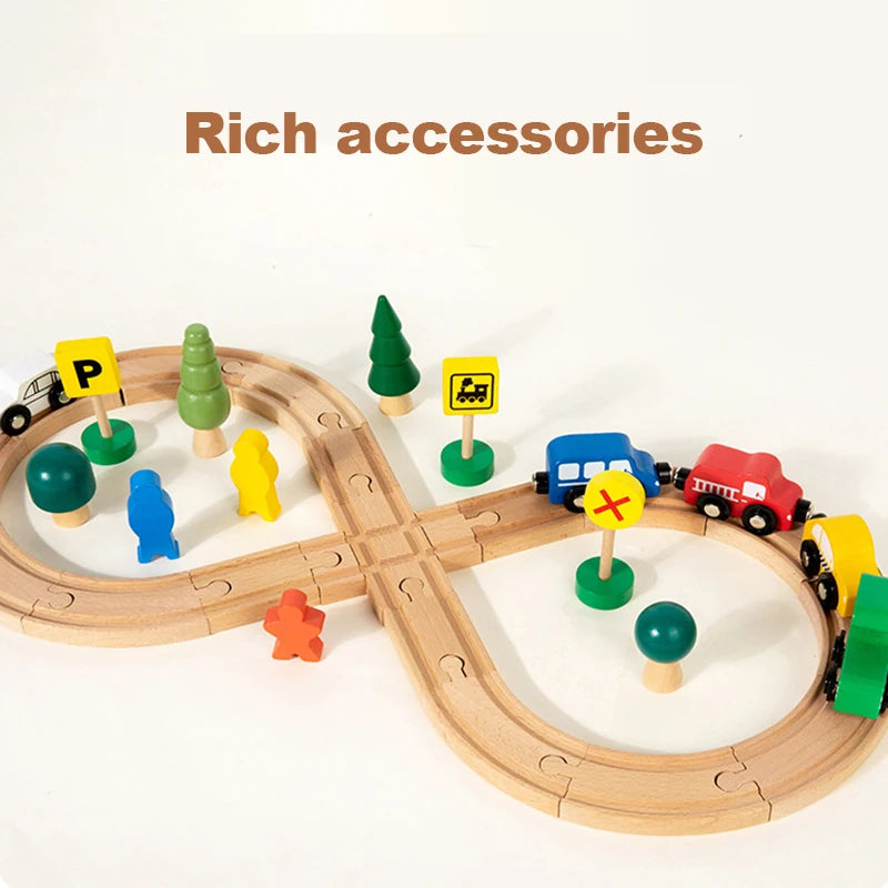 Wooden Figure-8 Train Track Set | Oliver Montessori Toys
