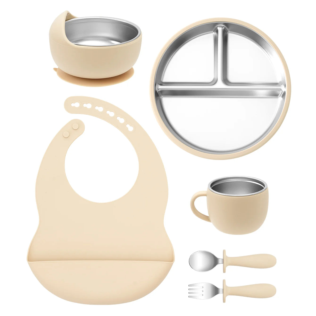 Silicone and Stainless Steel Tableware Set