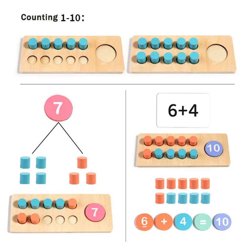 Ten Frame Math Game | Montessori Counting Learning Toy for Kids 3+