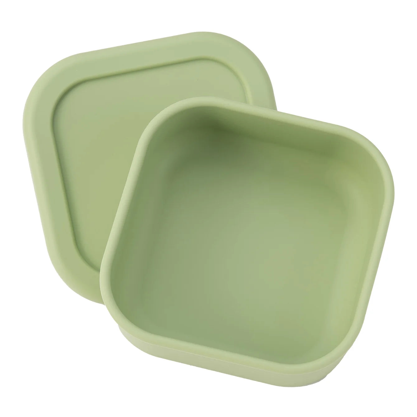 Square silicone snack container with lid in Sage