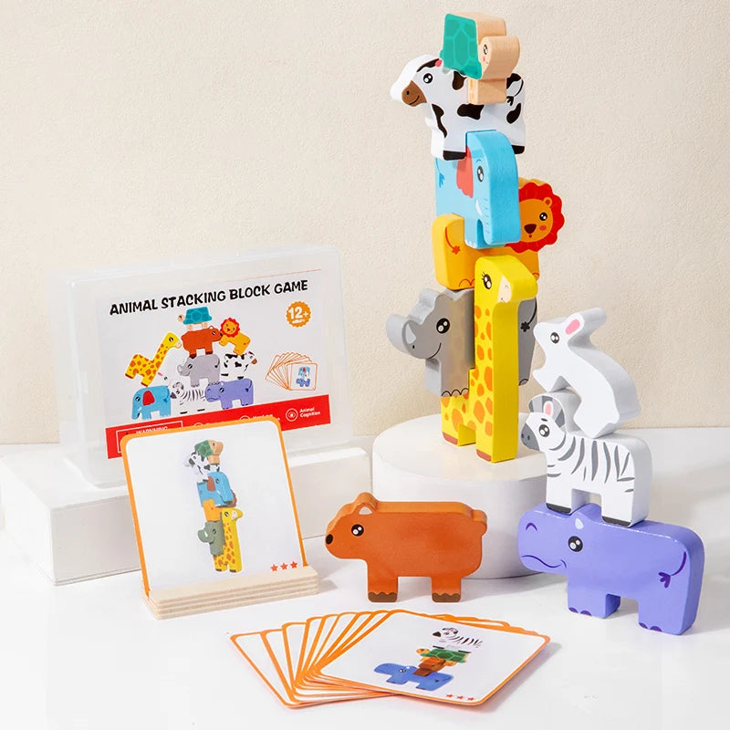 Wooden Animal Stacking Block Game | Montessori Toy Ages 3-6