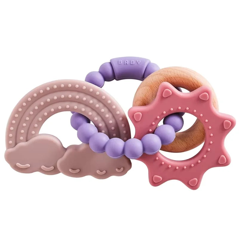 Linked Silicone and Wood Teether